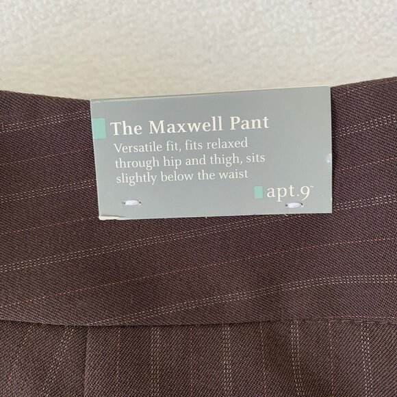 apt 9 The Maxwell Pant Brown Pinstripe Cropped Women’s Petite 4 Pants NWT - Picture 9 of 10
